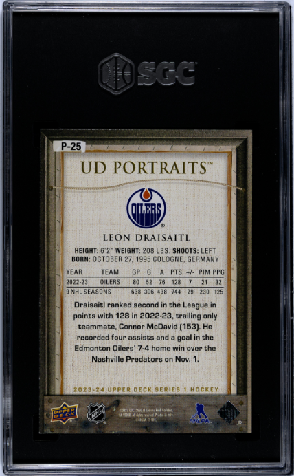 2023-24 Upper Deck #P-25 Leon Draisaitl Portraits SGC 9.5