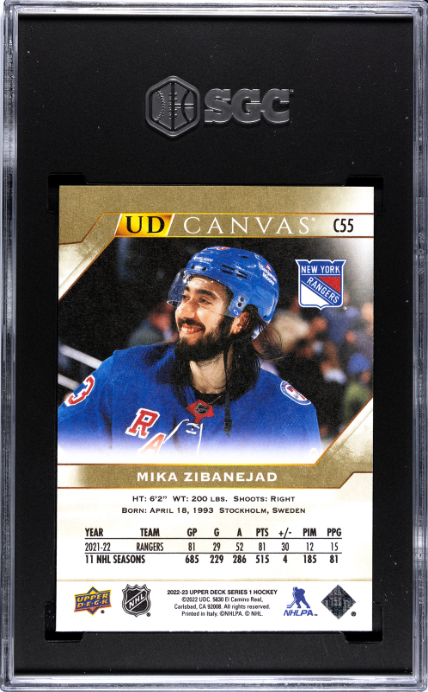 2022-23 Upper Deck #C55 Mika Zibanejad Canvas SGC 10