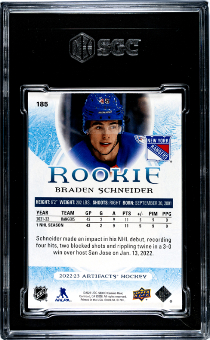 2022-23 Upper Deck Artifacts #185 Braden Schneider Yellow RC SGC 9
