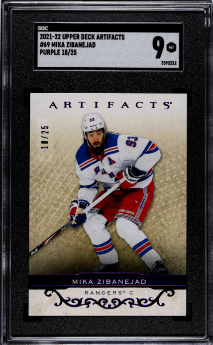2021-22 Upper Deck Artifacts #69 Mika Zibanejad Purple SGC 9