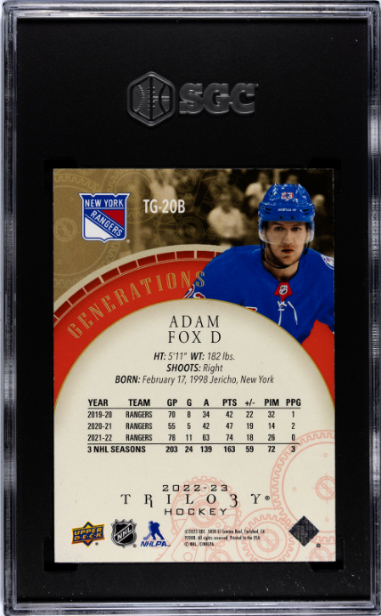 2022-23 Upper Deck Trilogy #TG-20B Adam Fox Generations Red SGC 9