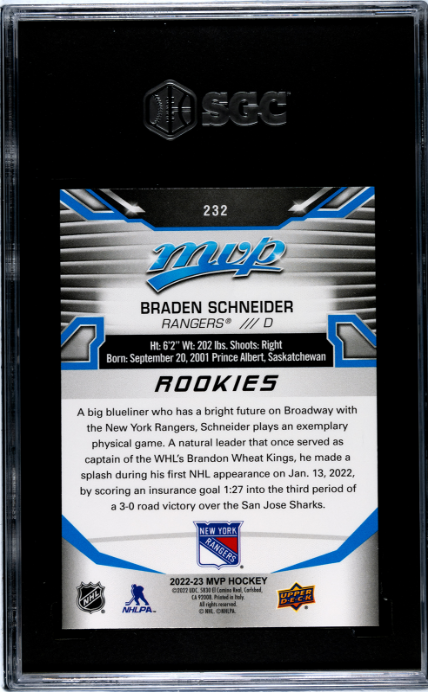 2022-23 Upper Deck Mvp #232 Braden Schneider SGC 10