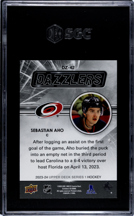 2023-24 Upper Deck #DZ-42 Sebastian Aho Dazzlers Orange SGC 10
