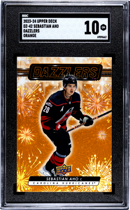 2023-24 Upper Deck #DZ-42 Sebastian Aho Dazzlers Orange SGC 10