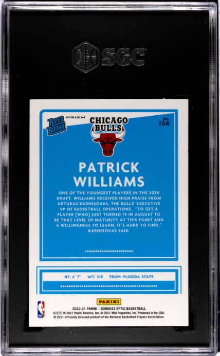 2020-21 Donruss Optic #154 Patrick Williams Pink Hyper Prizm RR SGC 9