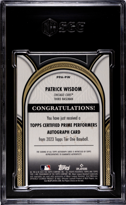 2023 Topps Tier One #PPA-PW Patrick Wisdom Prime Performers SGC 9