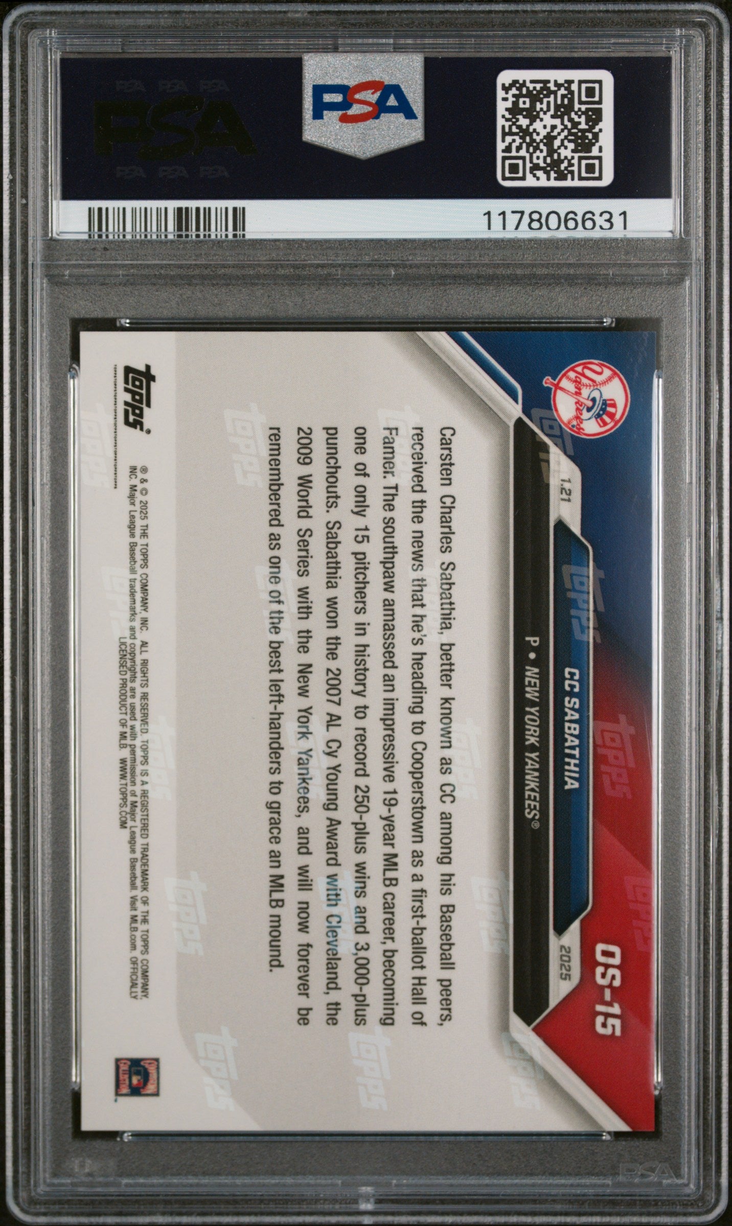 (3)2024 Topps Now Offseason #OS15 CC Sabathia PSA 10