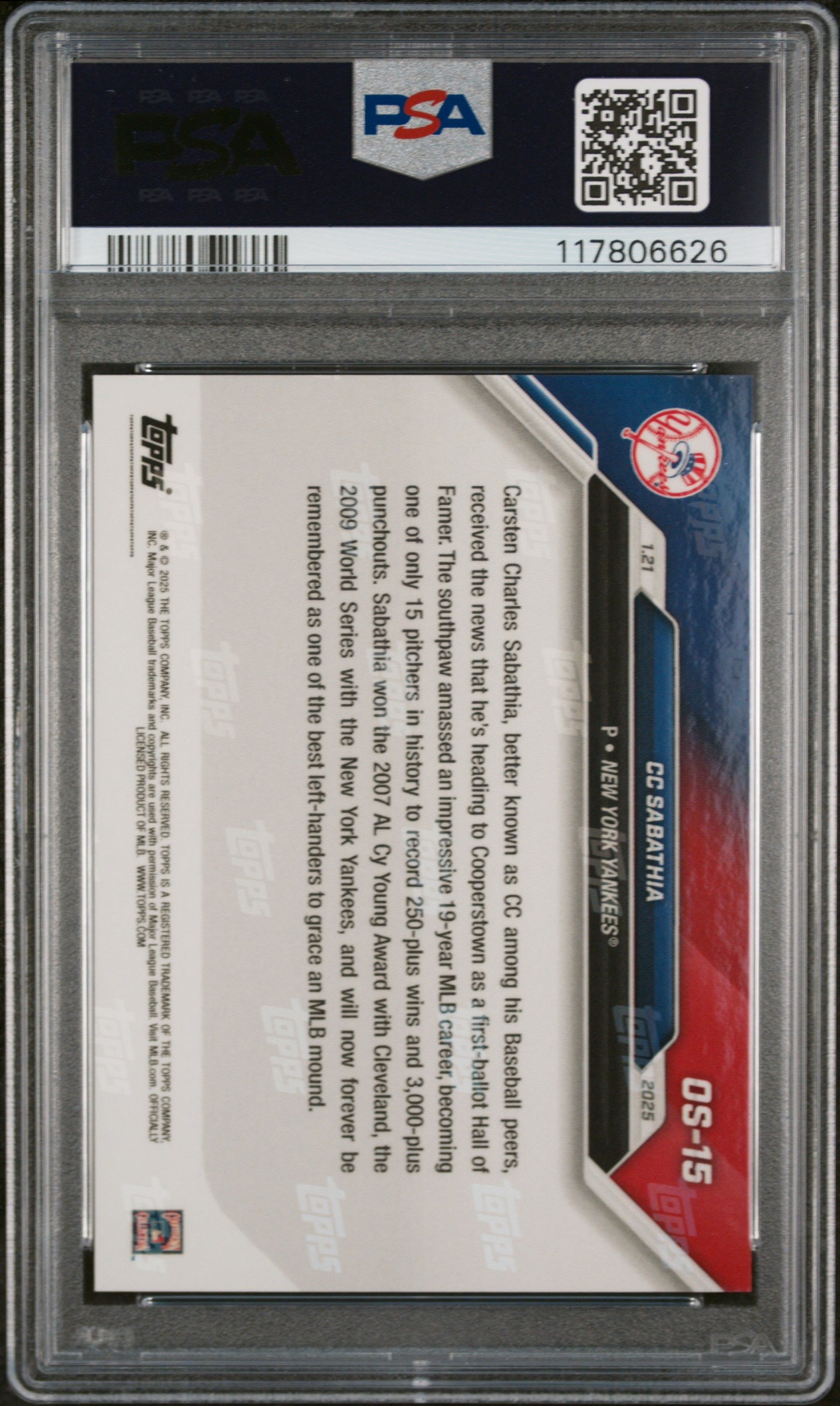 (7)2024 Topps Now Offseason #OS15 Cc Sabathia PSA 10