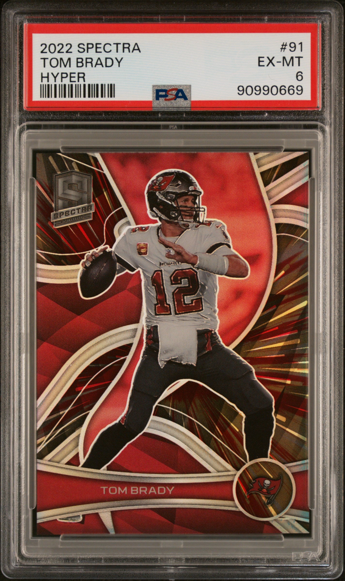 2022 Panini Spectra #91 Tom Brady Hyper PSA 6