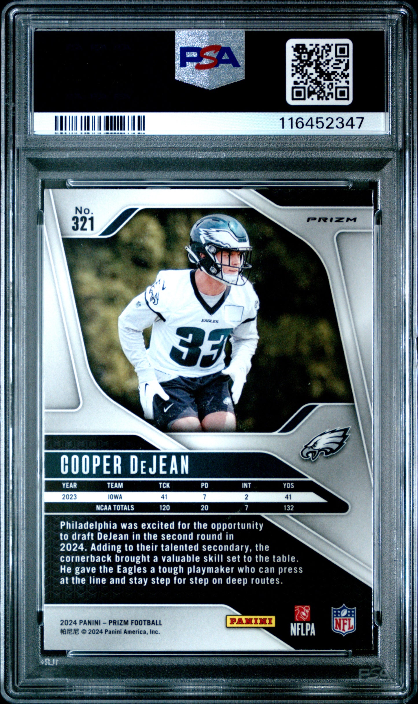 2024 Panini Prizm #321 Cooper Dejean Silver Prizm RC PSA 10
