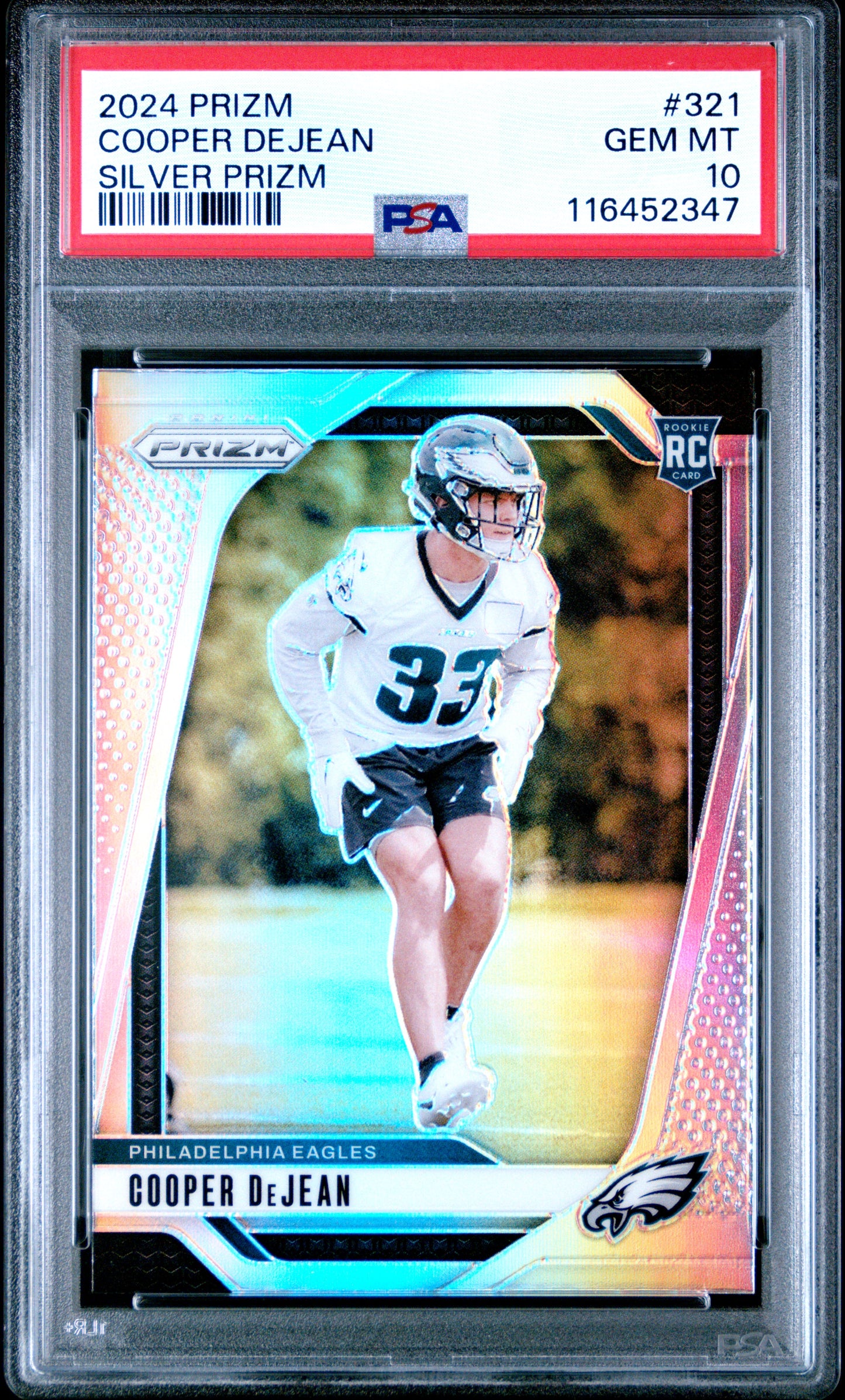 2024 Panini Prizm #321 Cooper Dejean Silver Prizm RC PSA 10