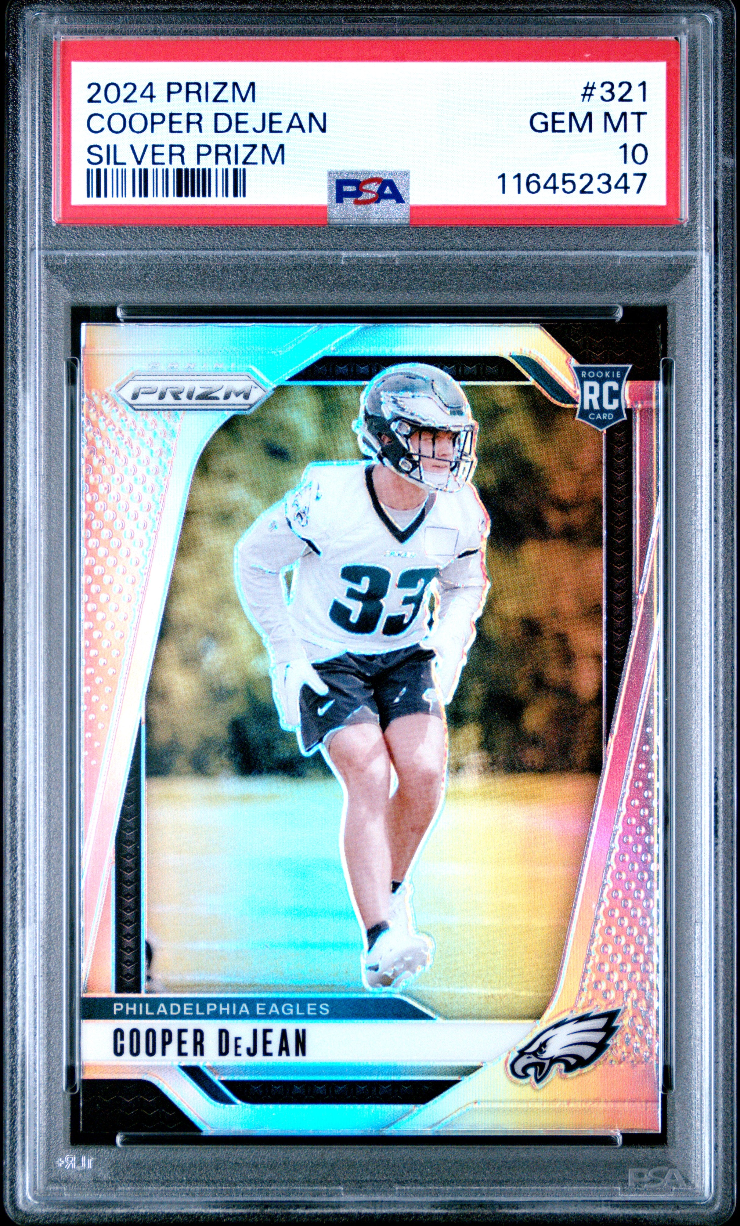 2024 Panini Prizm #321 Cooper Dejean Silver Prizm RC PSA 10