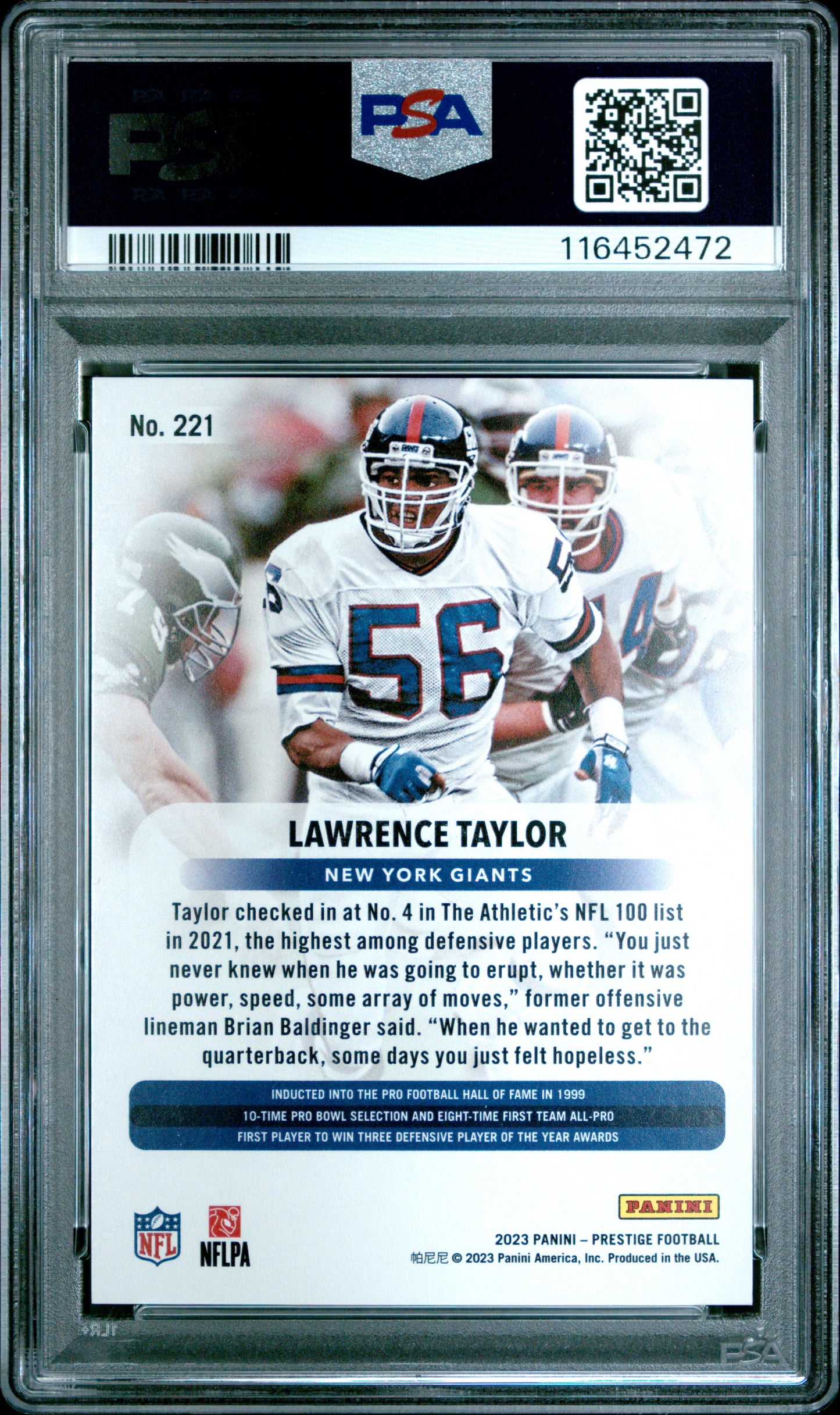 2023 Panini Prestige #221 Lawrence Taylor Gold Premium Xtra Points PSA 9