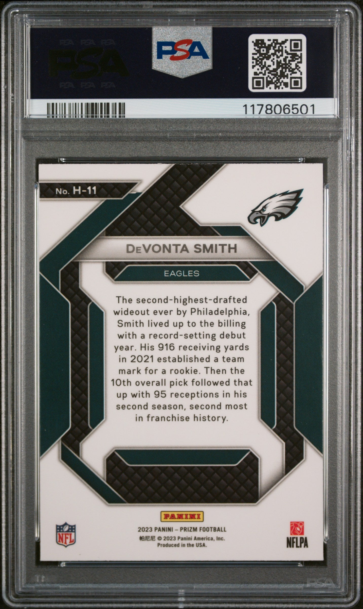 2023 Panini Prizm Emergent #H11 Devonta Smith PSA 10