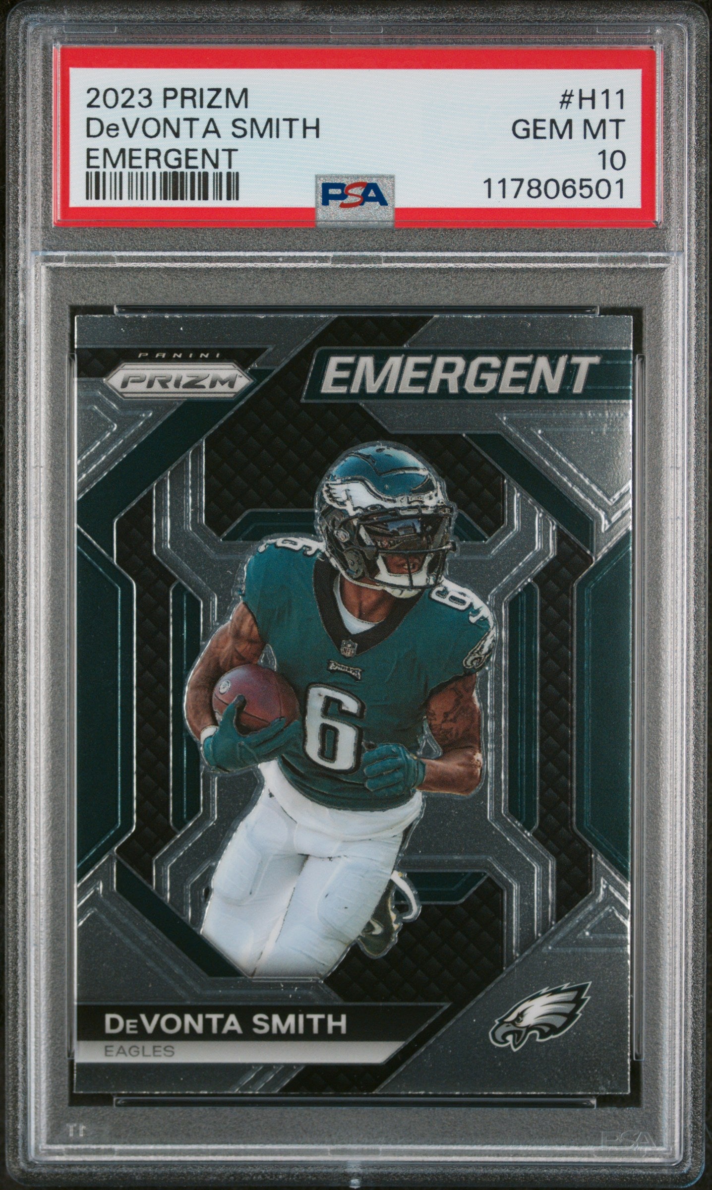 2023 Panini Prizm Emergent #H11 Devonta Smith PSA 10