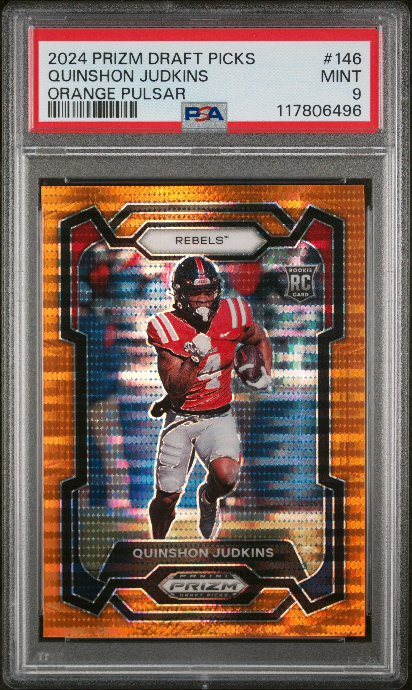 2024 Panini Prizm Draft Picks #146 Quinshon Judkins Orange Pulsar RC PSA 9