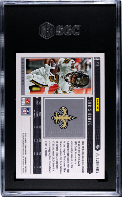 2022 Panini Chronicles #218 Chris Olave Luminance RC SGC 9.5