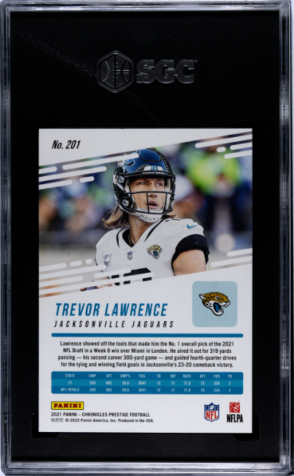 2021 Panini Chronicles #201 Trevor Lawrence Prestige RC SGC 9.5