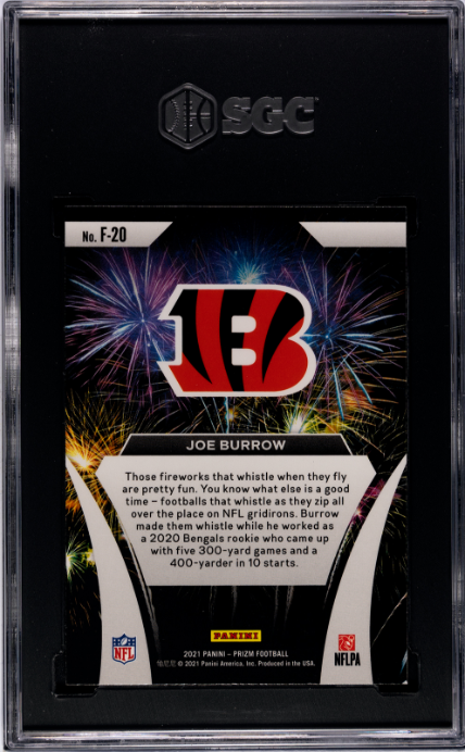 2021 Panini Prizm #F-20 Joe Burrow Fireworks SGC 9.5