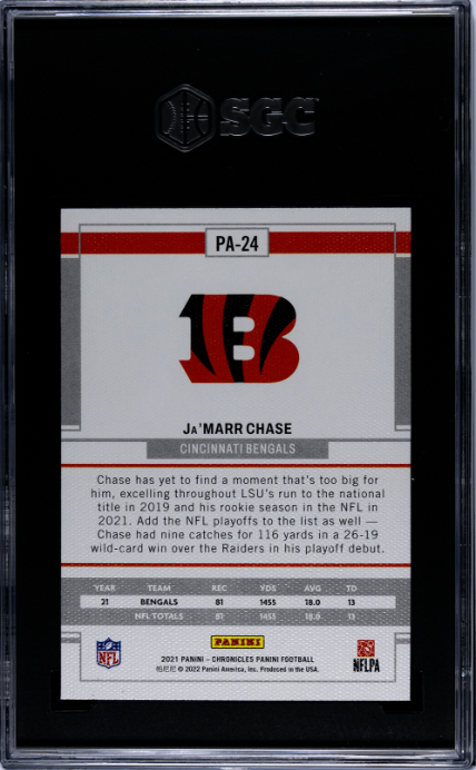 2021 Panini Chronicles #PA-24 Ja'Marr Chase Panini RC SGC 9.5