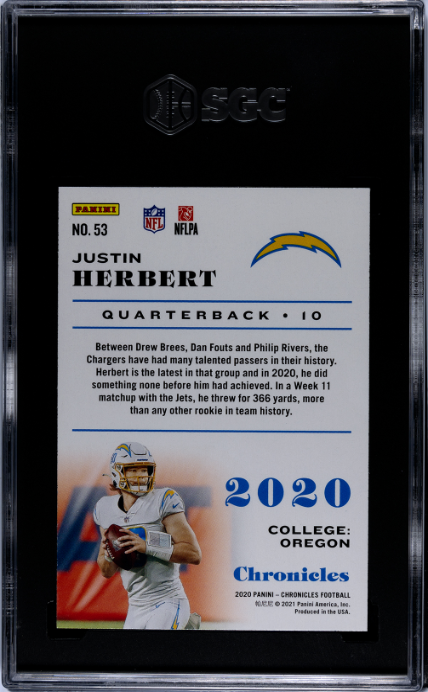 2020 Panini Chronicles #53 Justin Herbert RC SGC 8.5