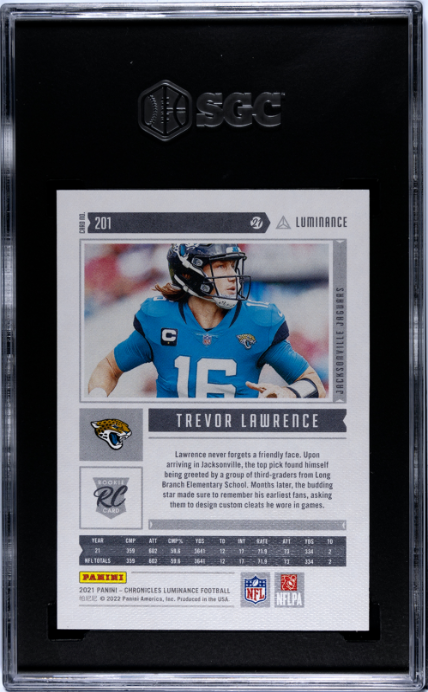 2021 Panini Chronicles #201 Trevor Lawrence Luminance RC SGC 9.5