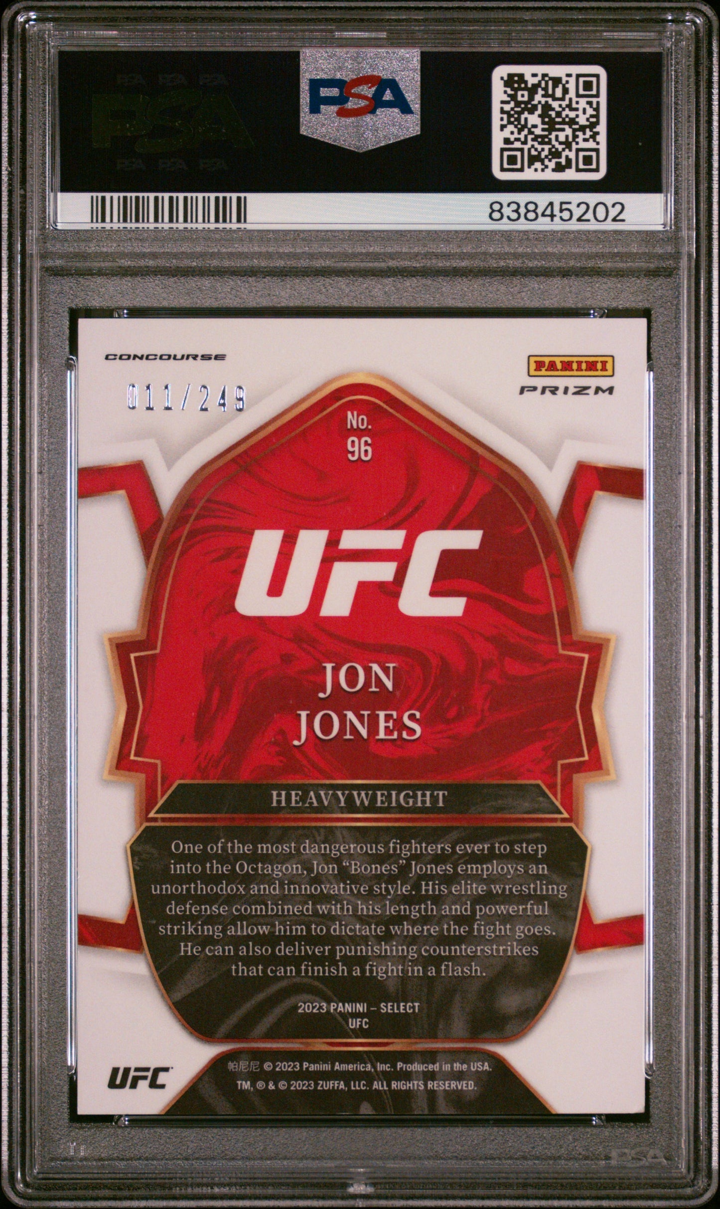 2023 Panini Select UFC #96 Jon Jones Light Blue PSA 8