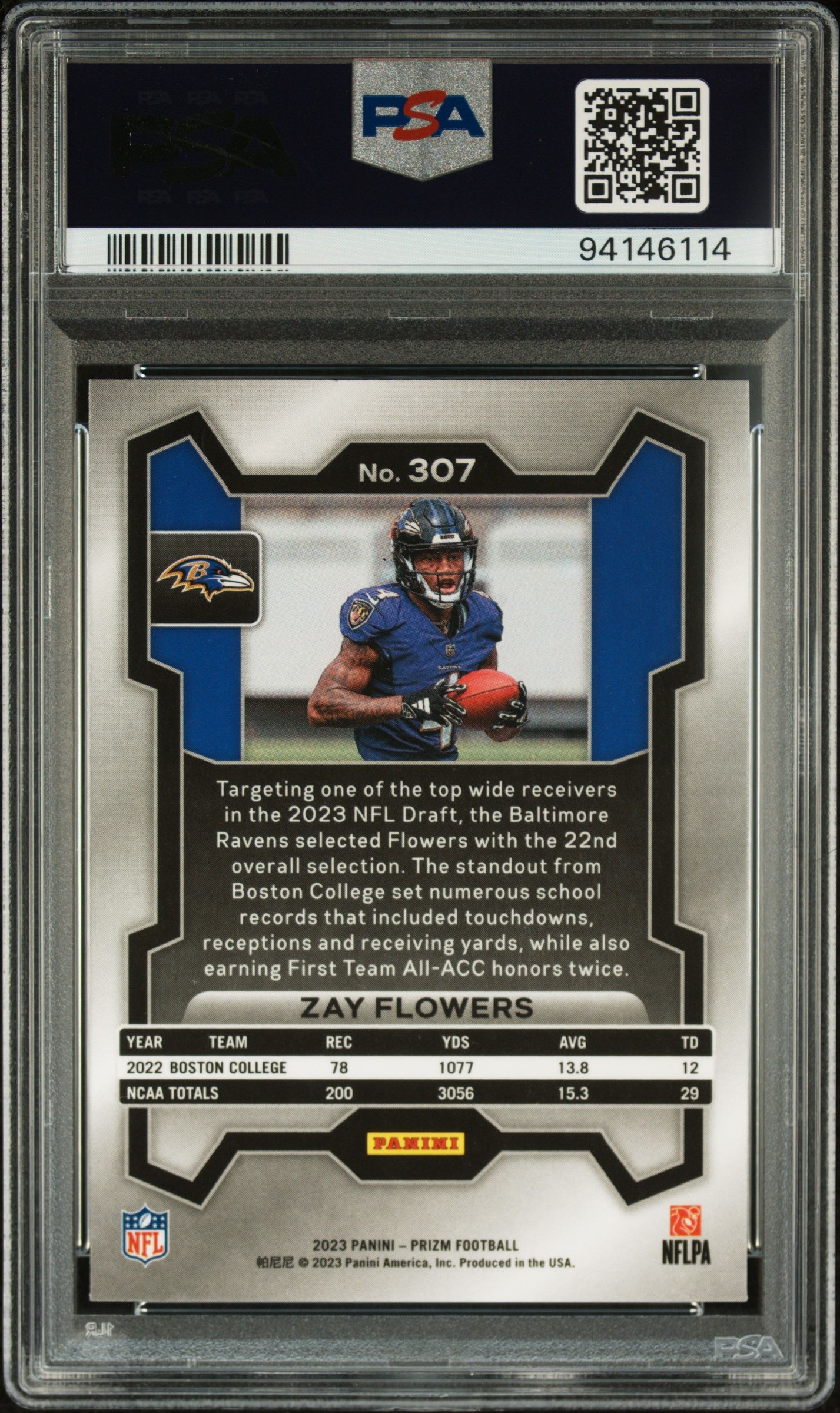 2023 Panini Prizm #307 Zay Flowers RC PSA 10