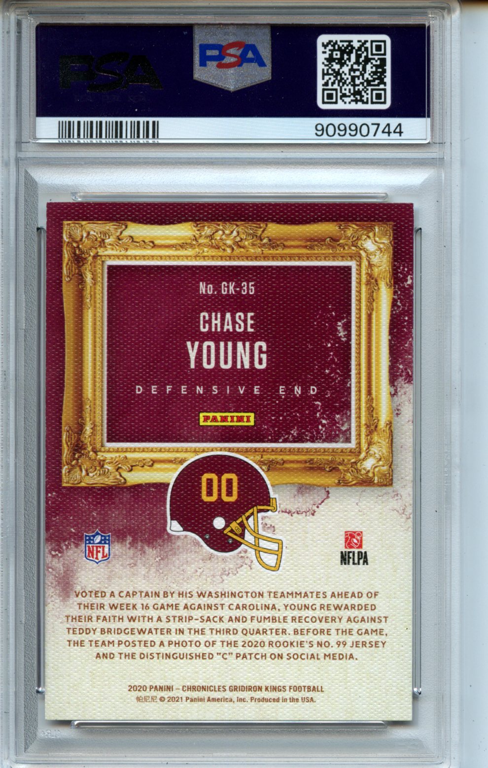 2020 Panini Chronicles Gridiron Kings #GK35 Chase Young RC PSA 9