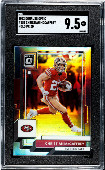 2022 Donruss Optic #153 Christian Mccaffrey Holo Prizm SGC 9.5
