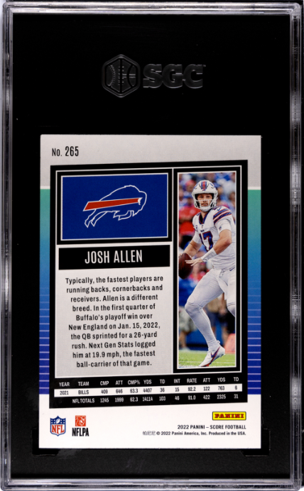 2022 Panini Score #265 Josh Allen SGC 8.5