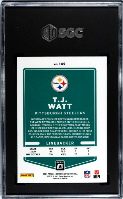 2021 Donruss Optic #149 Tj Watt SGC 9