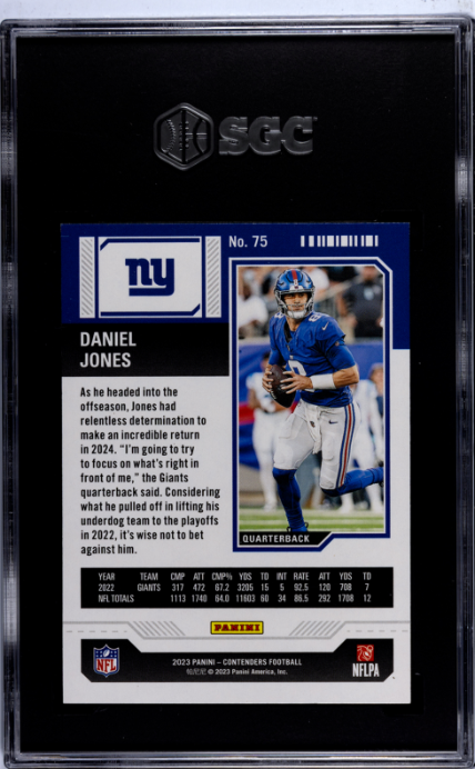 2023 Panini Contenders #75 Daniel Jones Retail Season Ticket SGC 8