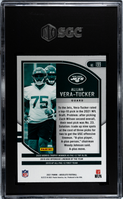 2021 Panini Absolute #199 Alijah Vera-Tucker Retail RC SGC 9