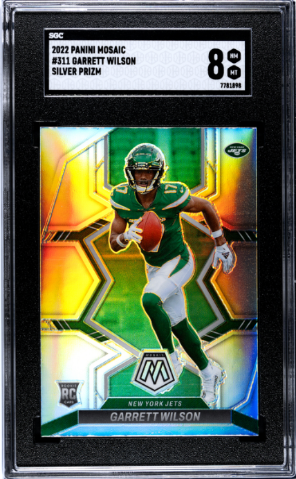 2022 Panini Mosaic #311 Garrett Wilson Silver Prizm RC SGC 8