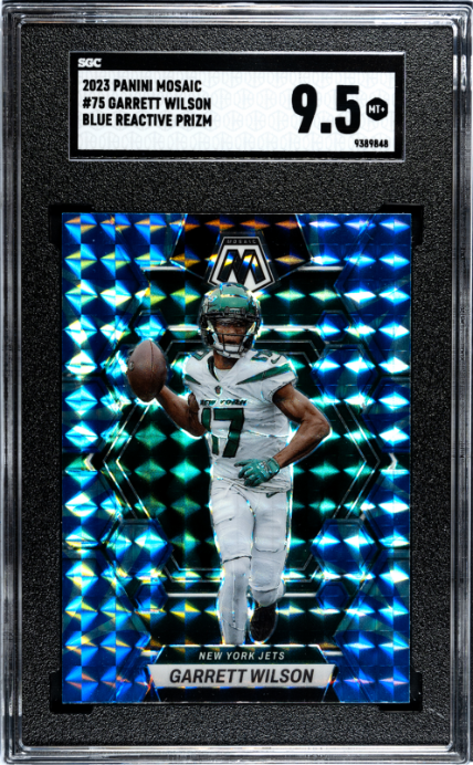 2023 Panini Mosaic #75 Garrett Wilson Blue Reactive Prizm SGC 9.5