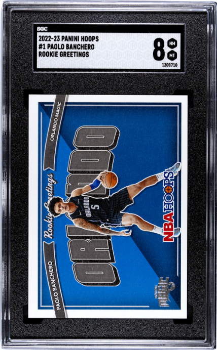 2022-23 Panini Hoops #1 Paolo Banchero Rookie Greetings SGC 8