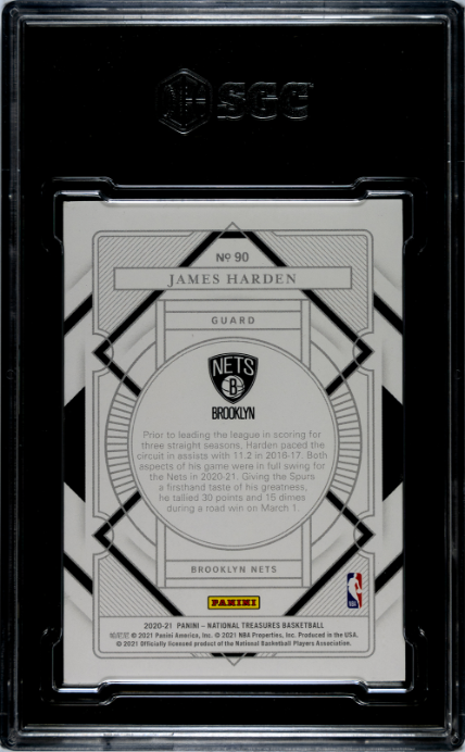2020-21 Panini National Treasures #90 James Harden SGC 8