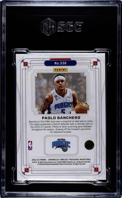 2022-23 Panini Chronicles #336 Paolo Banchero Timeless Treasures RC SGC 8.5