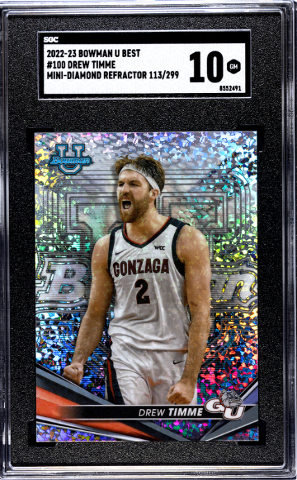 2022-23 Bowman University Best #100 Drew Timme Mini-Diamond Ref. SGC 10