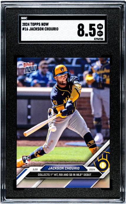 2024 Topps Now #16 Jackson Chourio RC SGC 8.5