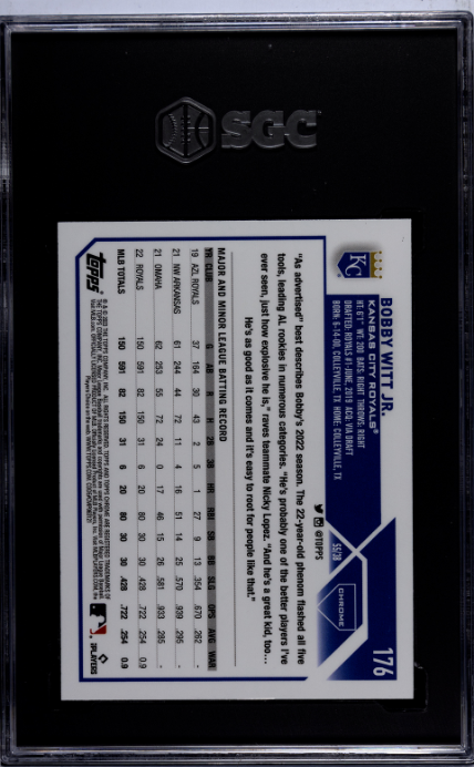 2023 Topps Chrome #176 Bobby Witt Jr. Prism Refractor SGC 7