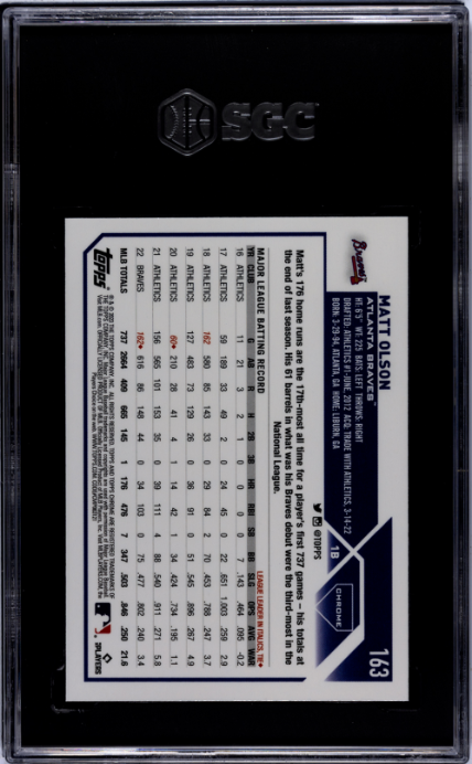 2023 Topps Chrome #163 Matt Olson SGC 10