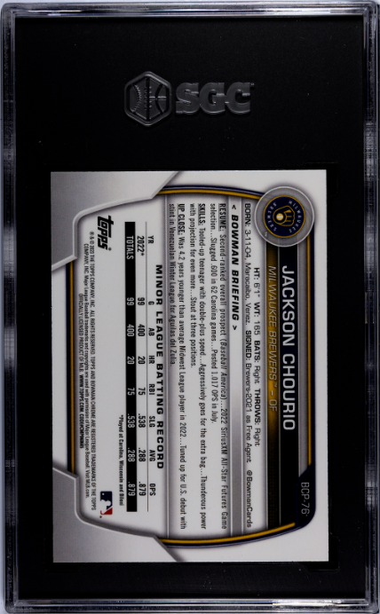 2023 Bowman #BCP-76 Jackson Chourio Chrome Prospect SGC 10