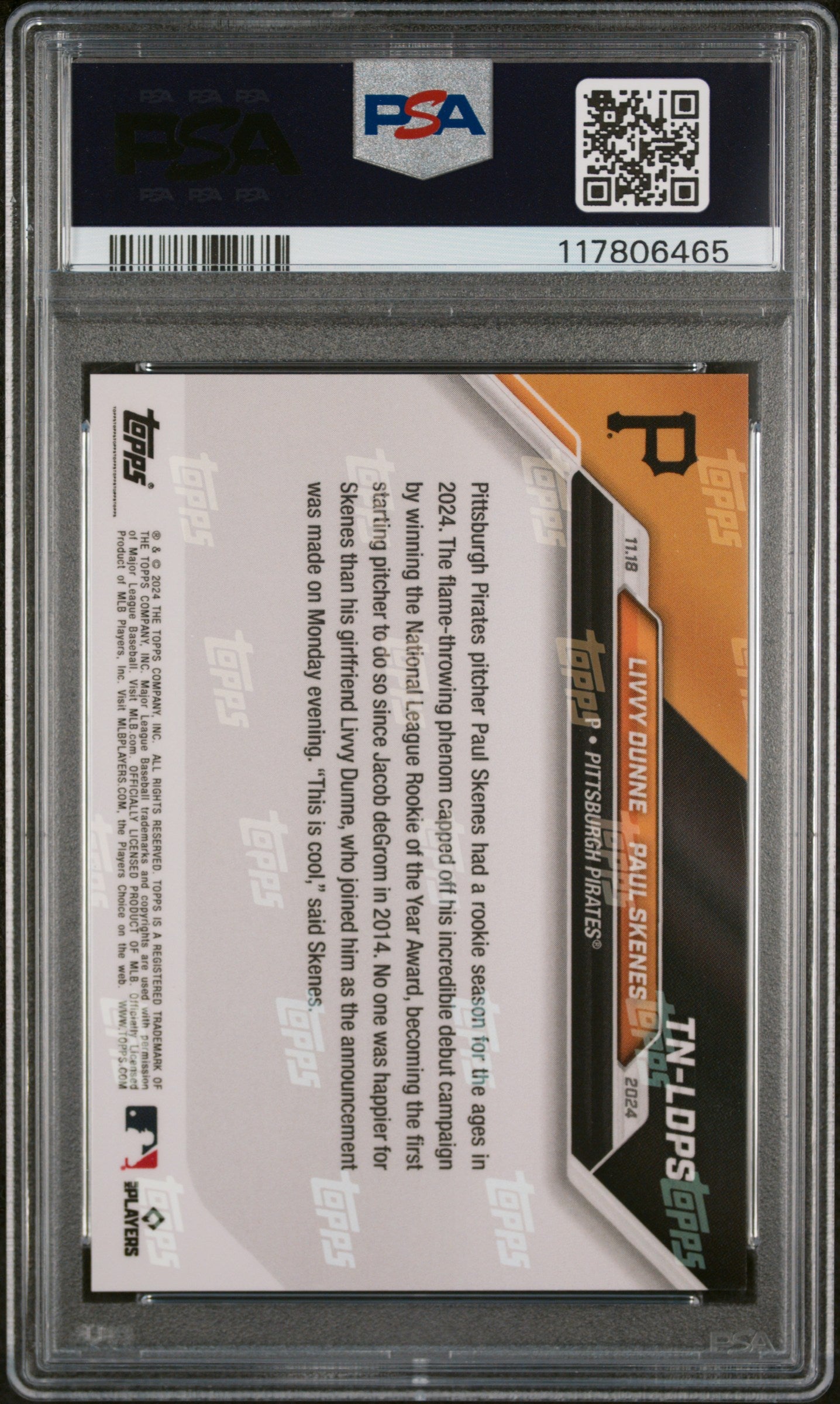 (6)2024 Topps Now Offseason #TNLDPS L.Dunne/P.Skenes PSA 10