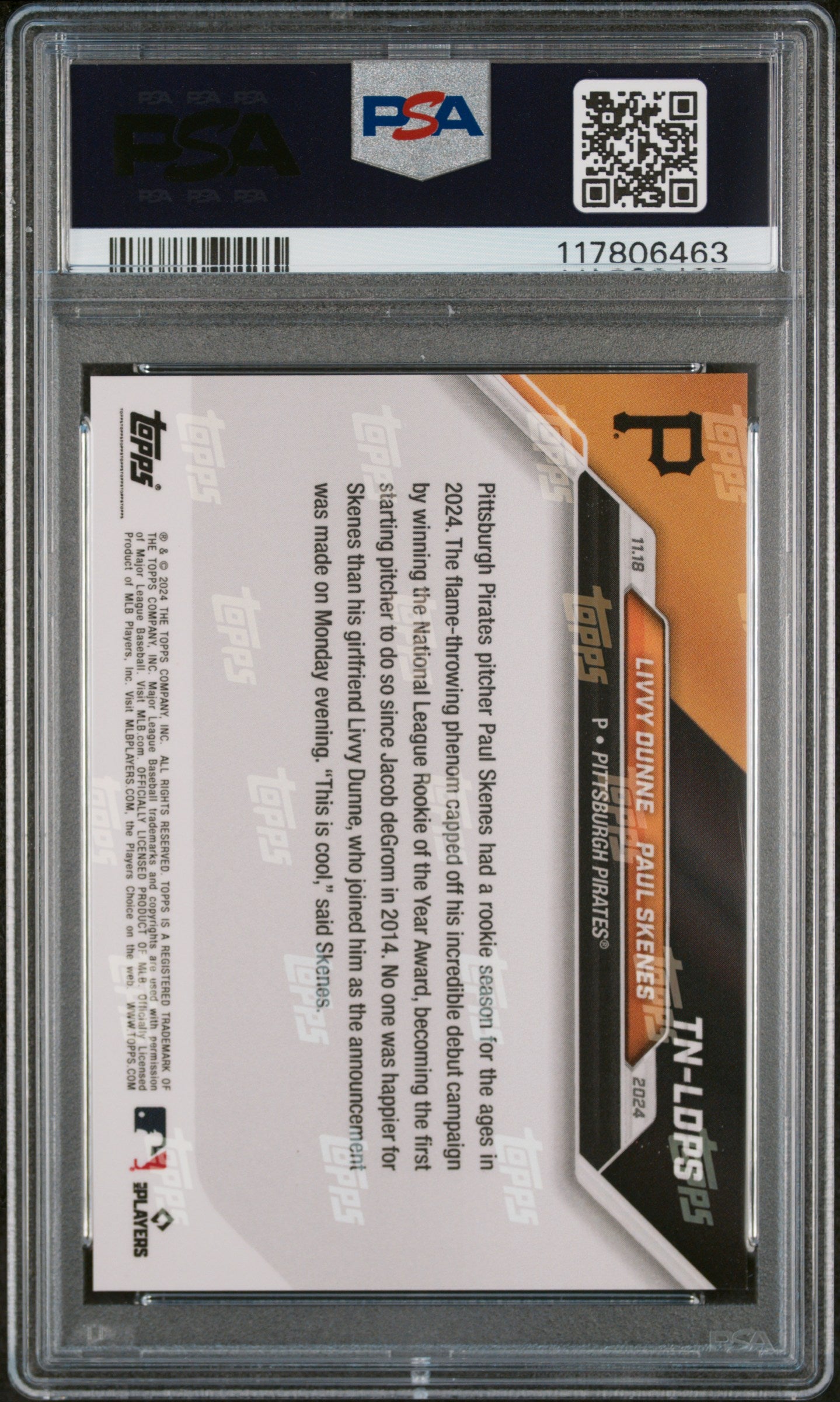 (10)2024 Topps Now Offseason #TNLDPS L.Dunne/P.Skenes PSA 10