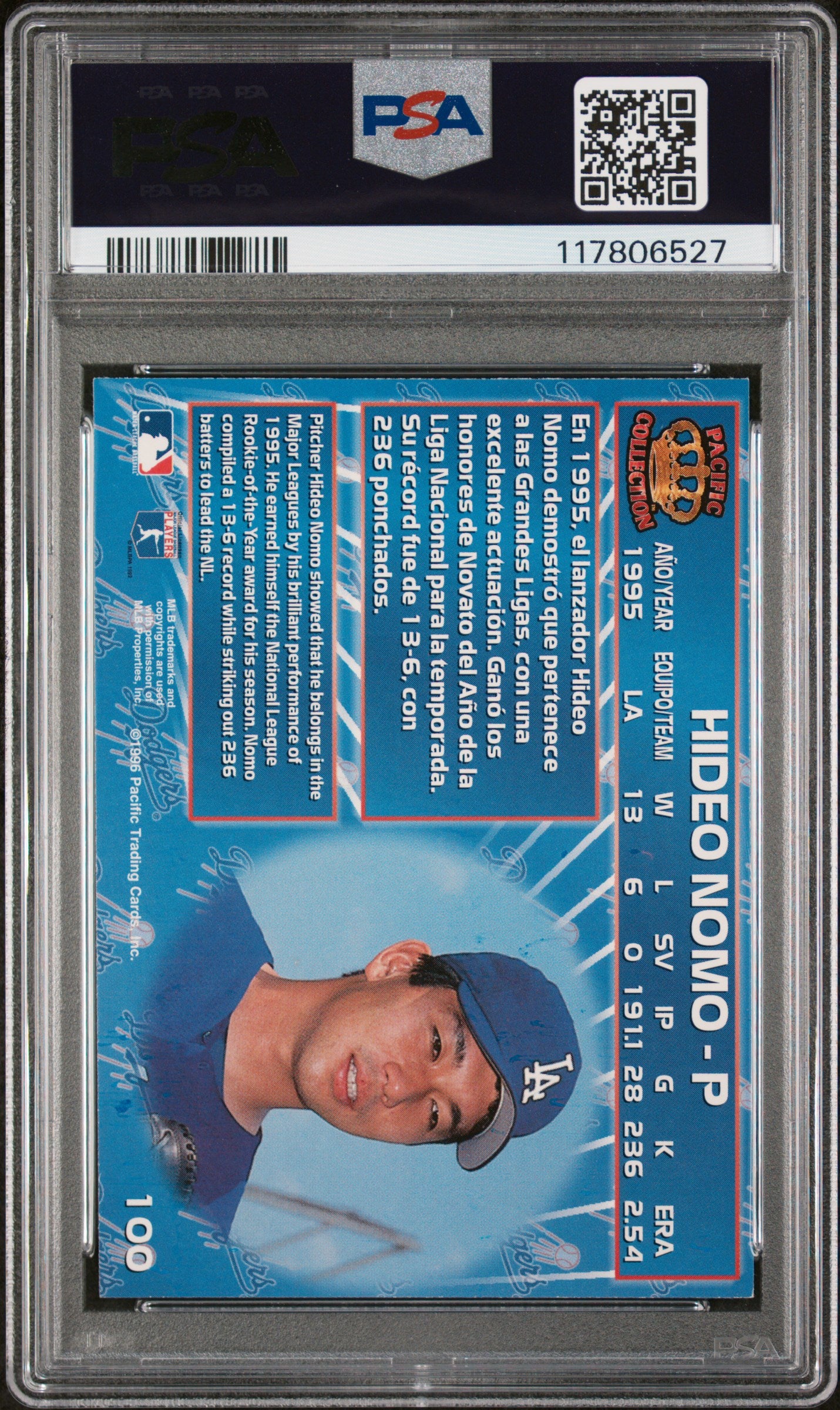 1996 Pacific Crown Collection #100 Hideo Nomo PSA 8