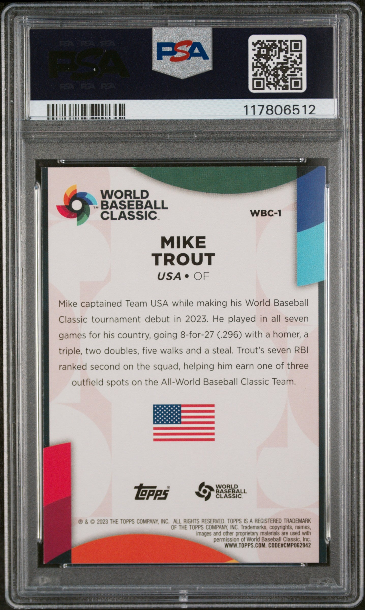 2023 Topps 2023 World Baseball Classic Stars #WBC1 Mike Trout PSA 9