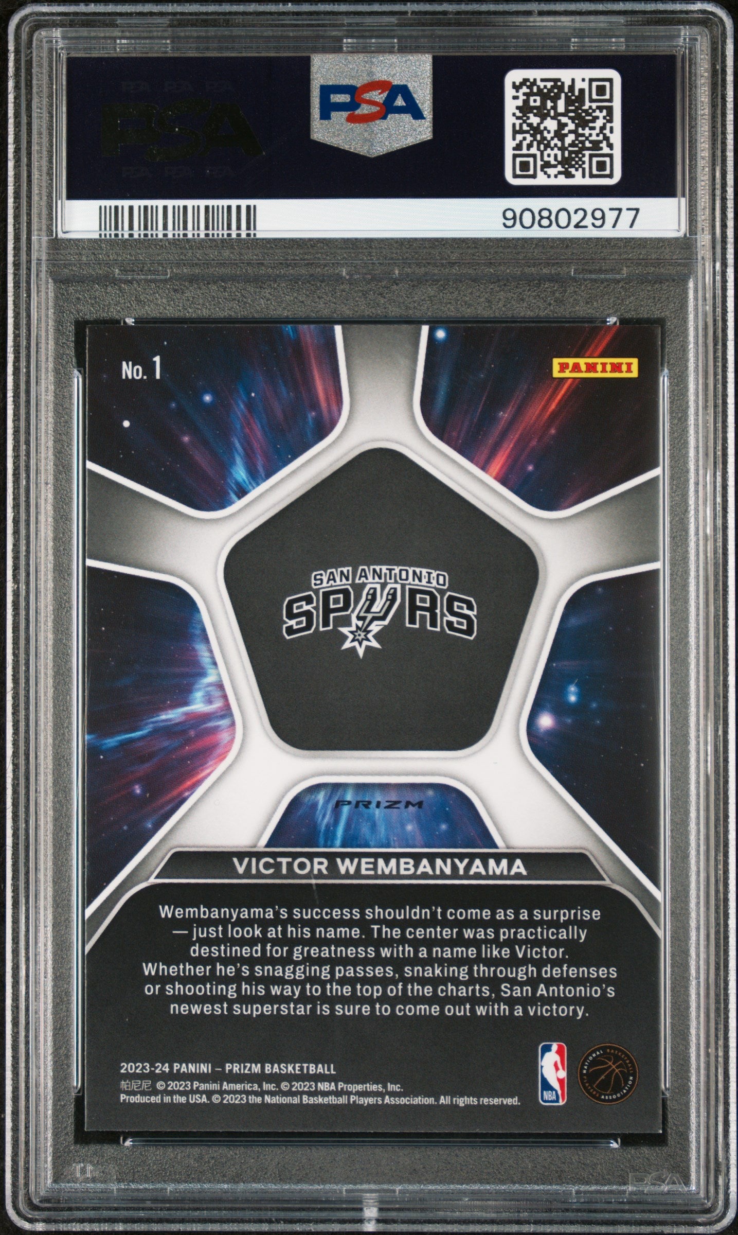2023 Panini Prizm Deep Space #1 Victor Wembanyama Deep Space-Green Prizm RC PSA 10