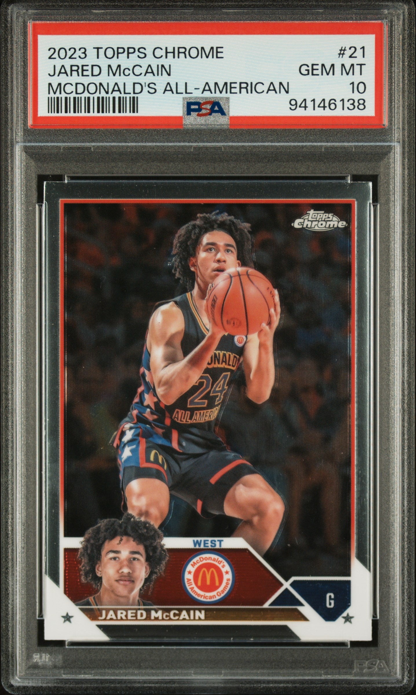2023 Topps Chrome Mcdonald'S All-American #21 Jared Mccain PSA 10
